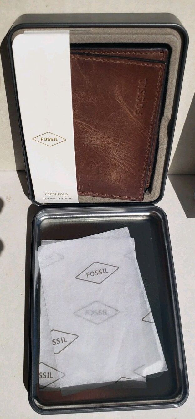 NIB Fossil Men's Derrick Brown Leather Wallet 100% Leather 4 x .75 x 3.25 - Picture 7 of 11
